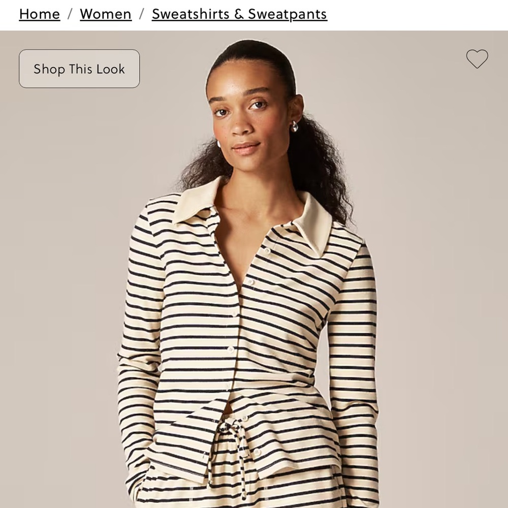 J. Crew navy and Cream Striped Button Down Shirt